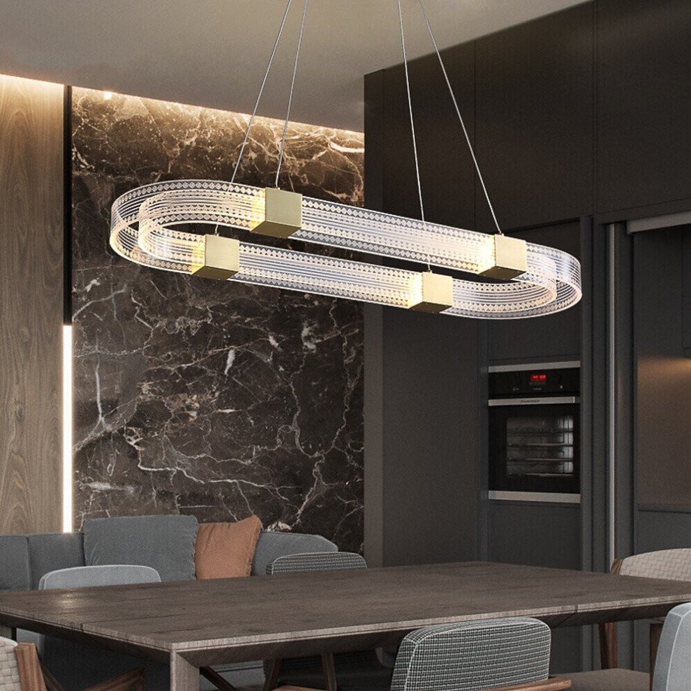 Pendant Light Circle Kitchen Island Light 85 cm Lantern Desgin Acrylic Electroplated Modern 220-240V 110-120V-image-OPC-PBT7QYV-NEW