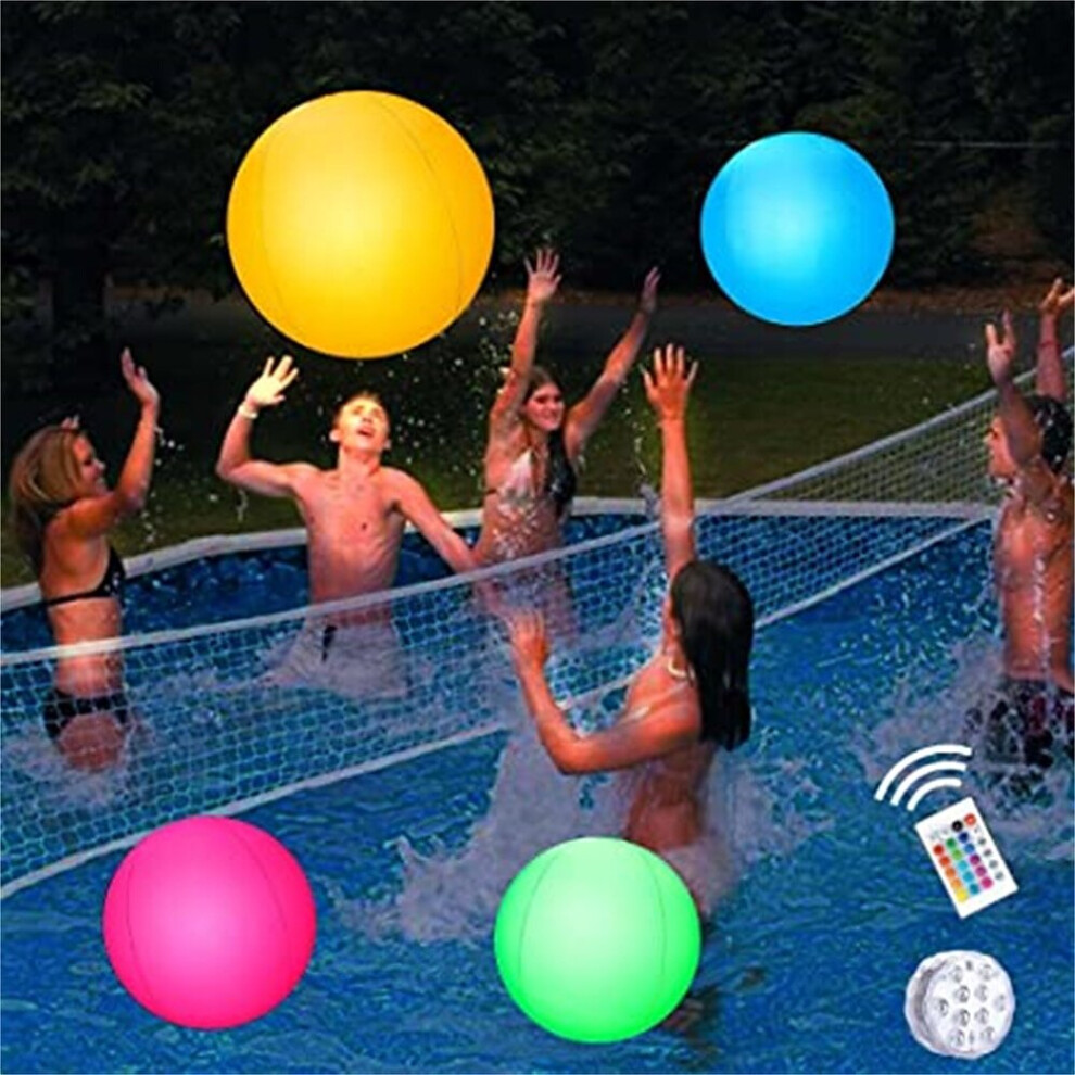 LED Glowing Beach Ball Light 60CM RGB Remote Control 16 Colors Waterproof Inflatable Floating Pool Light Yard Lawn Party Lamp