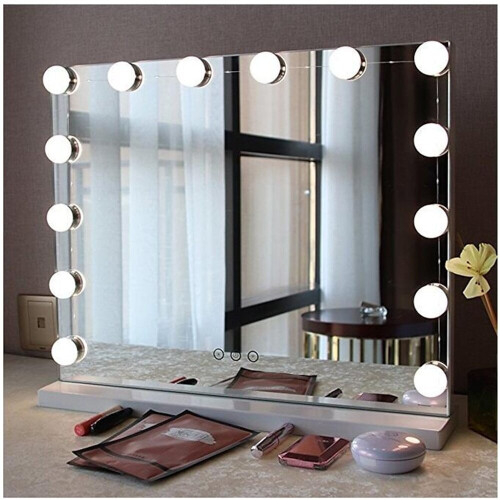 LED Makeup Vanity Lights Stick on Mirror with 10 dimmable Bulbs USB 4.6m 15ft Cable White 1