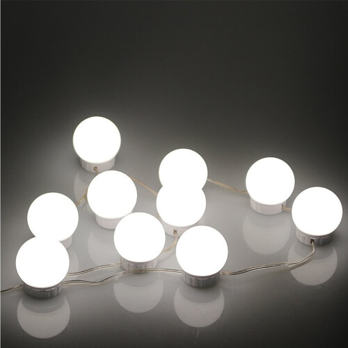 LED Makeup Vanity Lights Stick on Mirror with 10 dimmable Bulbs USB 4.6m 15ft Cable White 2