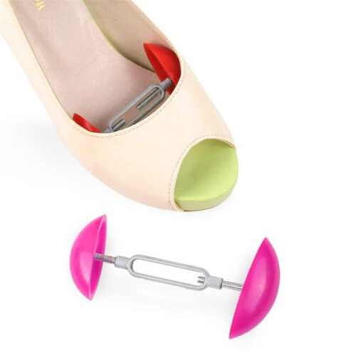 2Pc Portable Mini Shoes Stretchers Adjustable Shoe Support Solid Red Shoe Expander Width Extender Shoe Tree Keeper Shoe Care Kit 1