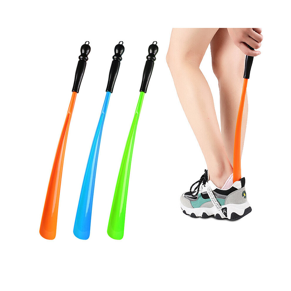 Multicoloured 1Pcs Plastic Extra Long Shoehorn Lazy Shoe Helper Long Handle Shoes Lifter Pull Shoehorn Slip Handle Long Shoehorn Random