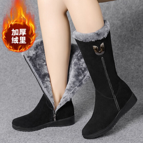 Fur Warm Chelsea High Boots Women Winter Shoes Women Chunky Mid calf Plush Snow Motorcycle Boots ZIP Platform Shoes on OnBuy