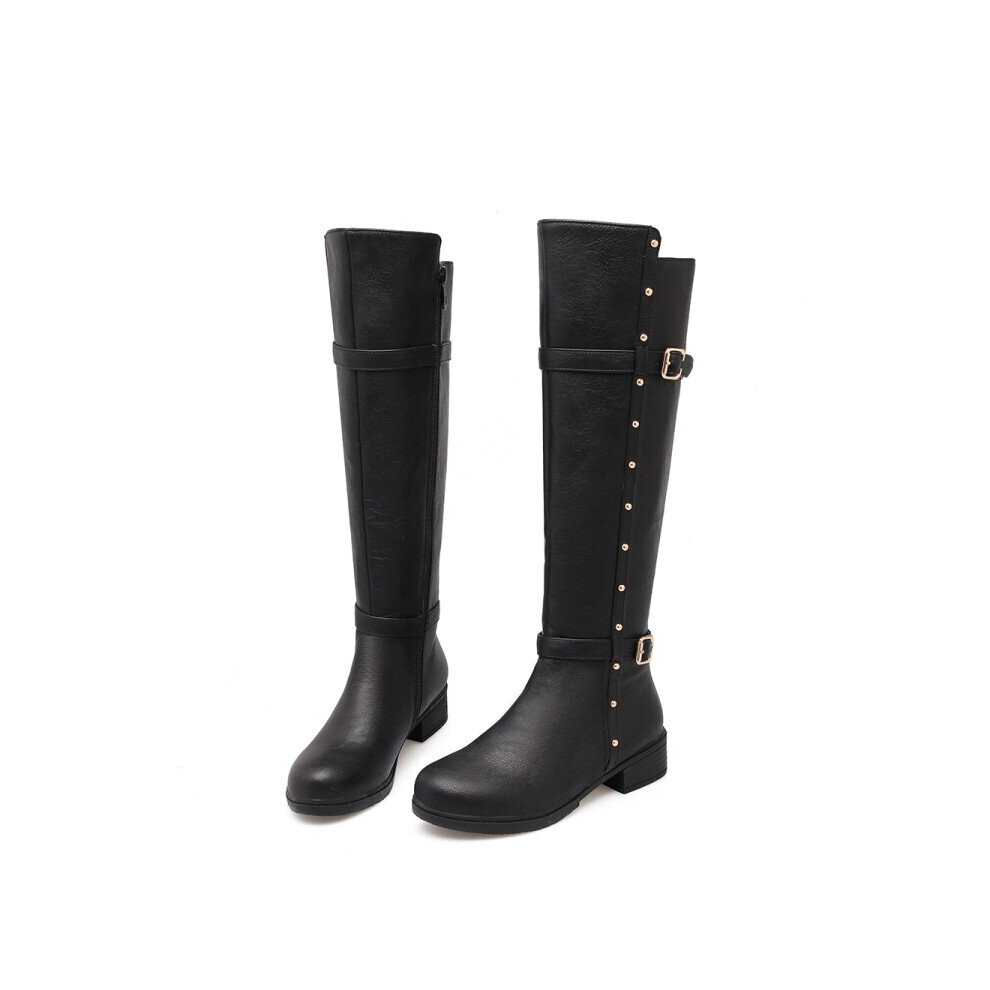 Oversize Large size Big size Autumn and winter boots Round toe winter boots for women Thick Heel Comfortable-image-OPC-PBT8GWW-NEW