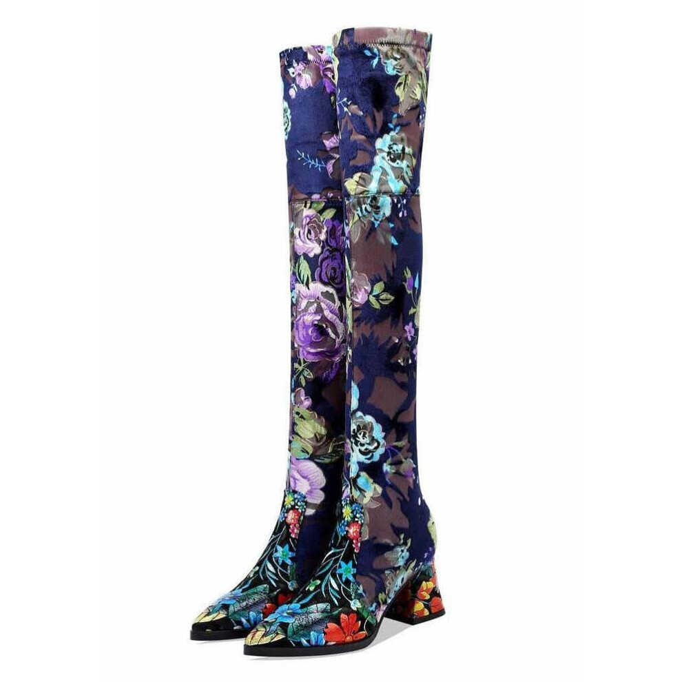 Ladies Knee High Boots Square High Heel Women's Shoes Winter All Matching Sexy Cheongsam Enchantress Women Boots-image-OPC-PBT8K8D-NEW