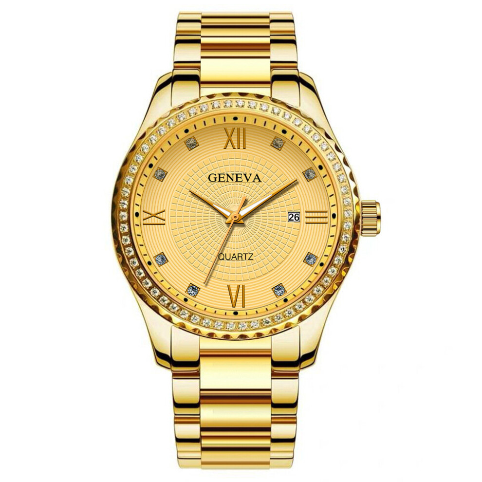 En Watches Men Stainless Steel Watch Calendar Quartz Wristwatch Business Watches Man Clock Relogio Masculino Gold