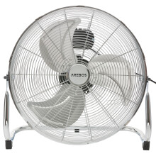AREBOS Floor fan 46 cm | wind machine retro style | fan | 3 speed levels | high air flow rate | 100  adjustable tilt angle | chrome