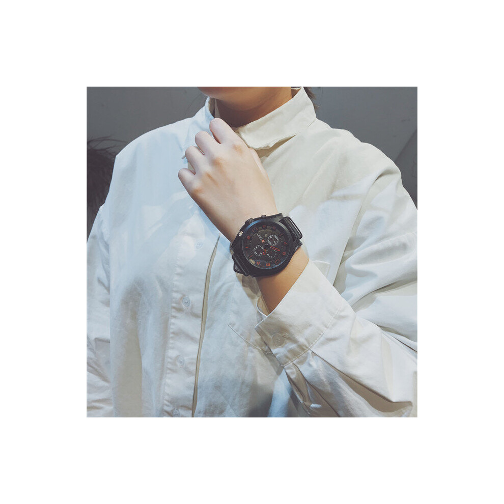 Watch Men Large Dial Sport Watches Leather Strap Oversized Quartz Wrist Watch Army Military Clock Relogios Masculino Brown