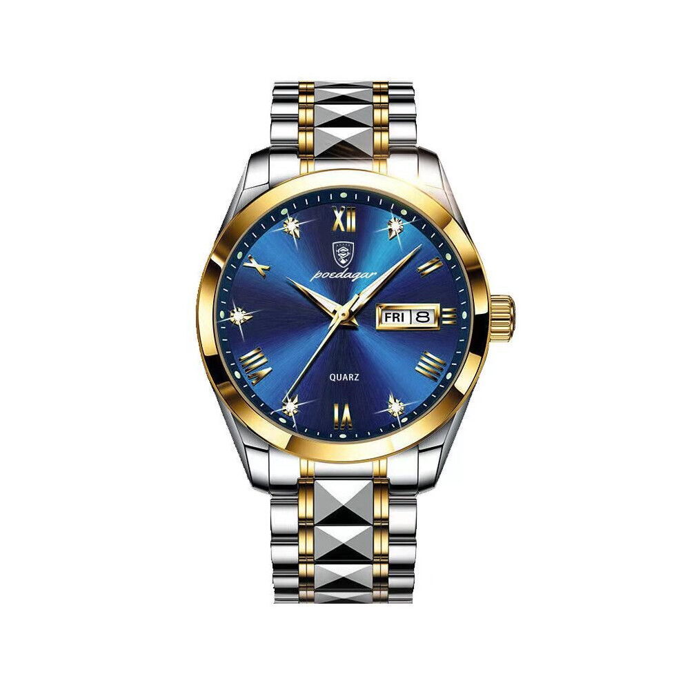 Poedagar Top Green Dial Watch Men Waterproof Luminous Week Date Clock Sport Watches Mens Quartz Wristwatch