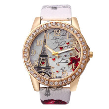 Women Watches Crystal Paris Eiffel Tower Watch Diamond Leather Band Ladies Quartz Wristwatch Casual Ladies Watch