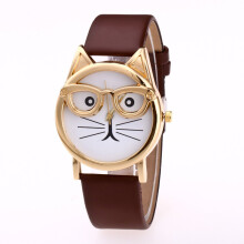 Creative Glasses Children Wristwatch Cartoon Cat Women Watch Big Name Bracelet Gift