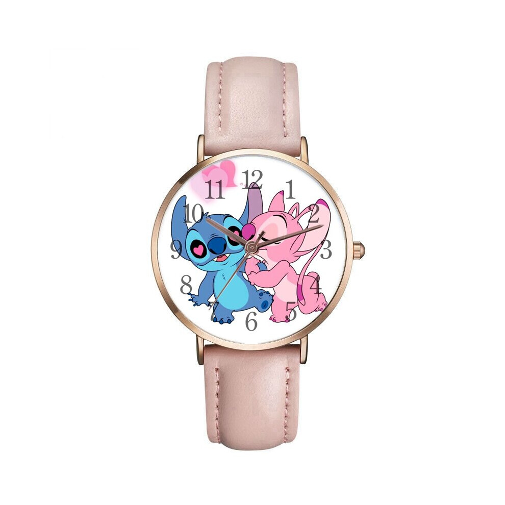 Leather Stitch Watches Women's Watch Quartz Wristwatch Cartoon Kid Gift Pink