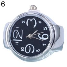 Girl's Creative Art Number Decor Finger Ring Watch Mini Elastic Band Quartz Watches