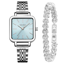 Pink Dial Ladies Wrist Watches Bracelet Set Dress Silver Watch Women Crystal Diamond Watches Female Clock Montre Femme