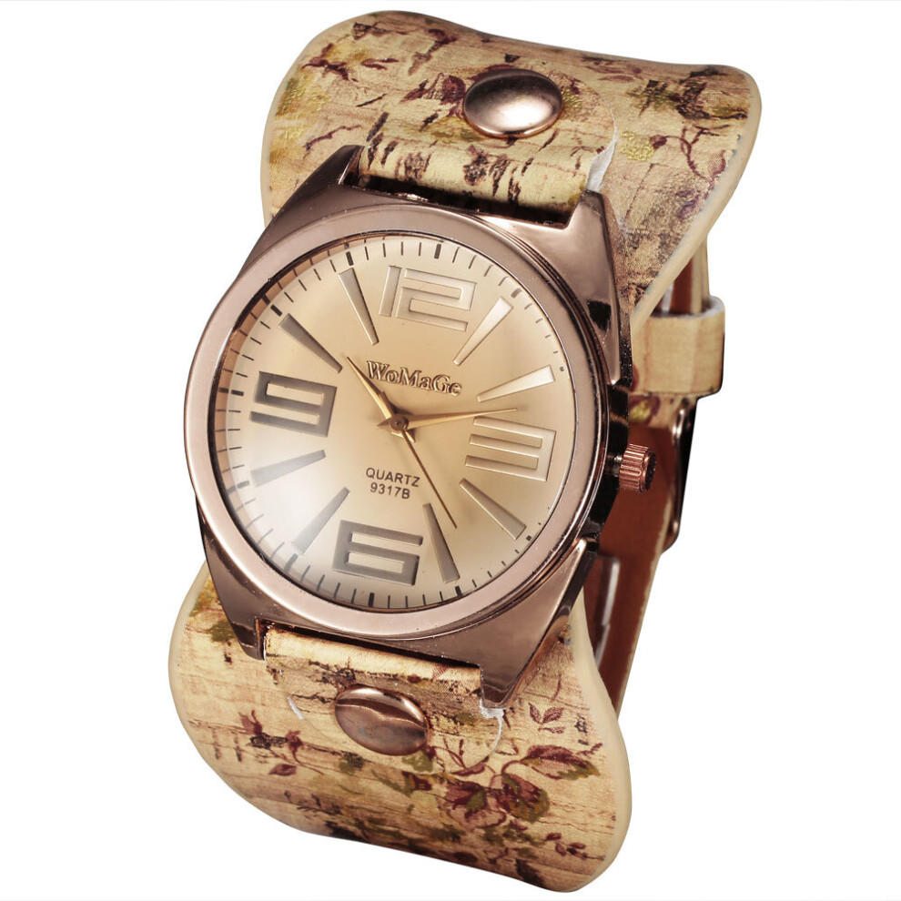 Womage Big Watches Women Bohemian Style Women Watches Leather Band Quartz Watches Ladies Watches dames horloge hodinky