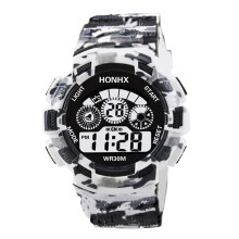 TPU Silicone Pin Buckle Strap Smart Digital Sport Watch Camouflage LED Light Display Waterproof Alarm Multifunctional Watch
