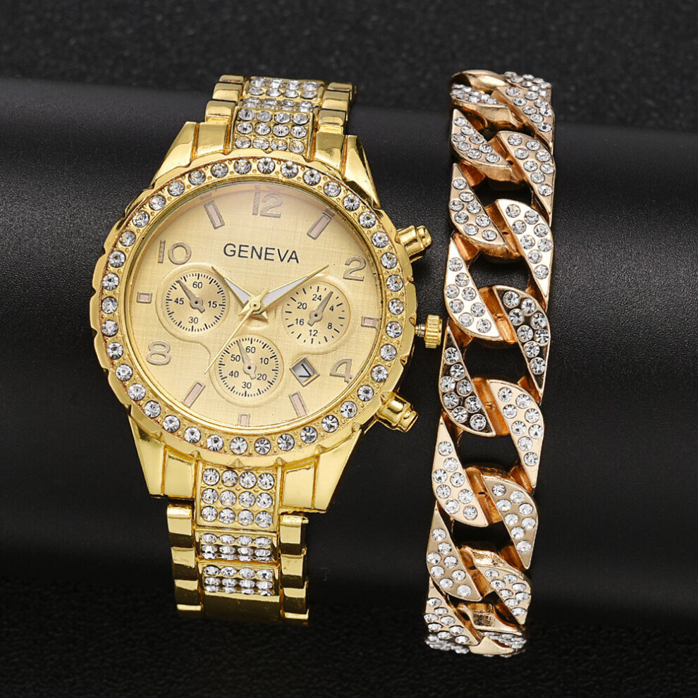 Women Watches Set Ladies Crystal Diamond Bracelet Wristwatch Quartz Watch For Woman Clock Rel?Gio Feminino Brown