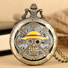 Japanese Anime Quartz Pocket Watch Luffy Hats Pendant Pocket Watch Necklace Clock Students Fans