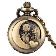 Tiny Size Bronze Necklace Watches for Kids Vintage Stylish Quartz Pocket Watch Arabic Numerals Dial Pendant Clock