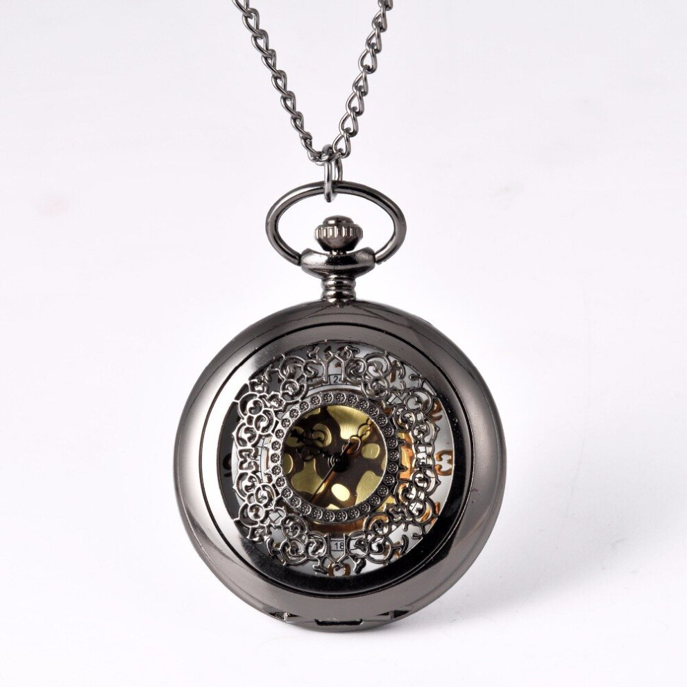 Pocket Watch Round Delicate Flower Pocket Watch Men Antique Necklace Pocket & Fob Watches Chain Male Clock-image-OPC-PBT8VZR-NEW