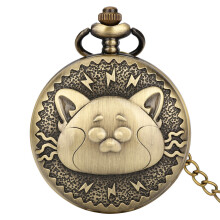 Bronze Lightning Cat Quartz Pocket Watch Antique Stylish Necklace Watch Retro Fob Chain Boy Girl Pocket Timepiece