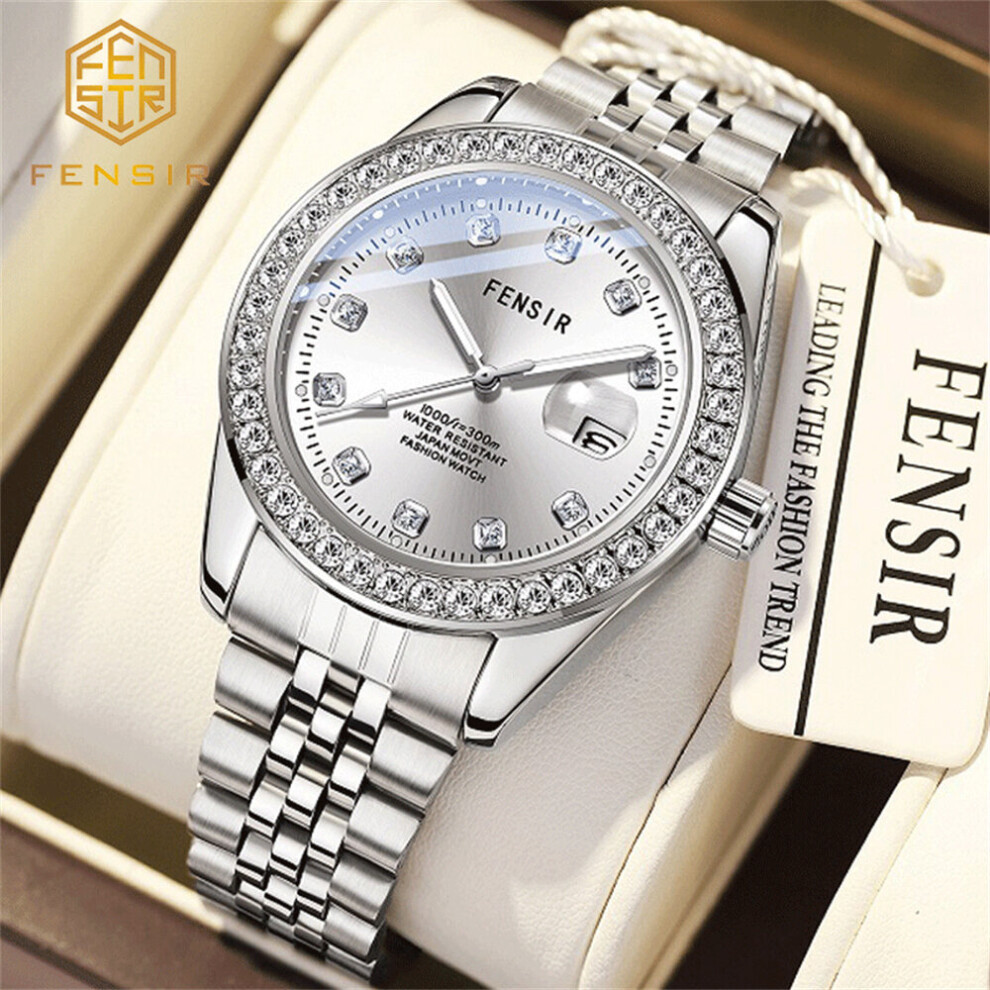 Men's Diamonds Watches Man Unusual Waterproof Sport Steel Quartz Watch For Men Wristwatch Relogio Masculino Silver