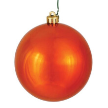 Vickerman N590818DSV Burn Orange Shiny UV Drilled Ball Ornament, 3 in. - 12 per Bag