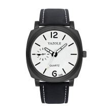 Summer Square Vintage Leather Light Brown Watch Strap Be Applicable To Students Sports Glow-in-the-dark Watches