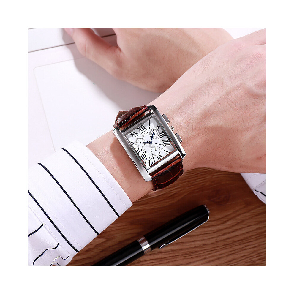Men Watch Big Square Business Waterproof Quartz Leather Wrist Watch Men Clock Male Relogio Masculino Hodinky Erkek Kol Saati Brown