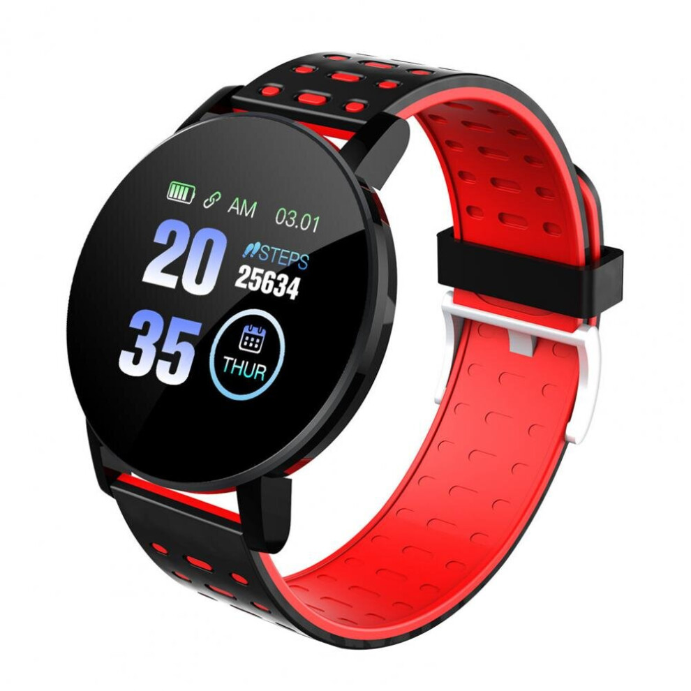 119 Plus Smart Watch Multifunctional Health Monitoring Waterproof Sports Hearts Rate Monitor Smart Watch For Running Red 885653020113