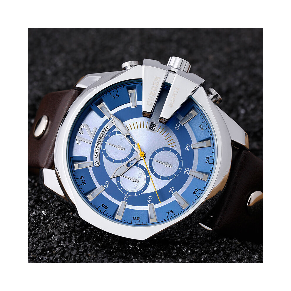 8176 Men Watches Top Male Watch Leather Strap Outdoor Casual Sport Wristwatch With Big Dial-image-OPC-PBT9C27-NEW