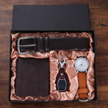 Creative Boutique Gift Set Beautifully Packaged Watch Leather Belt Wallet Keychain 4pcs/set for Men Drop