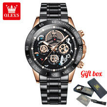 Men Skeleton Watch Sport Chronograph Quartz Watches Waterproof Stainless Steel Top Wristwatches for Men