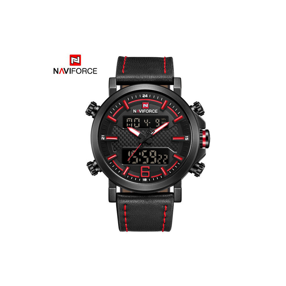 Men's Watches Top Sports Military Quartz Dual Display Wirstwatch Waterproof Leather Strap Man Clock-image-OPC-PBT9FBV-NEW