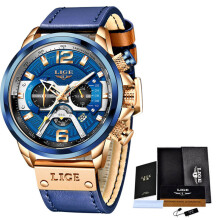 Watches Mens Top Sport Watch Men Automatic Calendar Leather Wristwatch For Men Male Clock