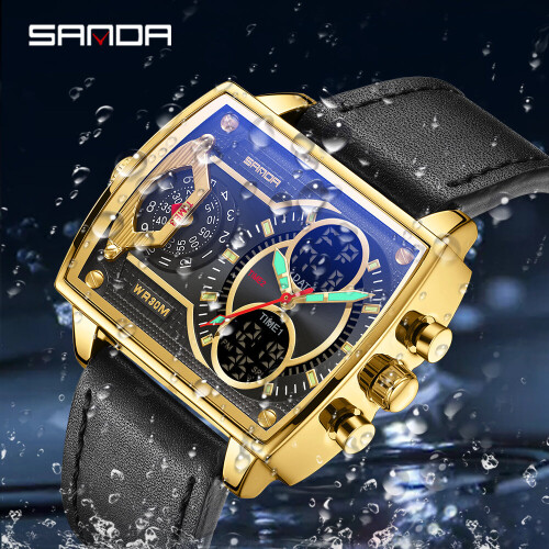 Mens Watches Top Big dial Digital Quartz Dual Display Wristwatch For Men Clock Relogio Masculino on OnBuy