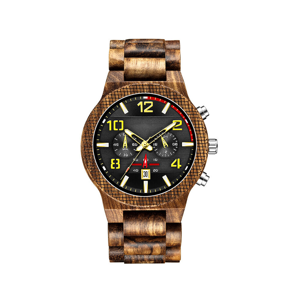 Men Bracelet Brown Walnut Sandal Wood Band Unique Waterproof Wooden Watch Chronograph Quartz Wrist Watches-image-OPC-PBT9GKS-NEW
