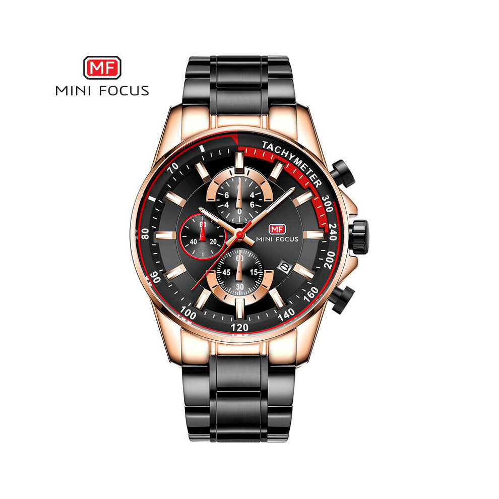 MINI FOCUS Men's Quartz Watches Stainless Steel Metal Strap Waterproof Chronograph Business Wrist Watch Man Waterproof 0218G.01-image-OPC-PBT9HG9-NEW