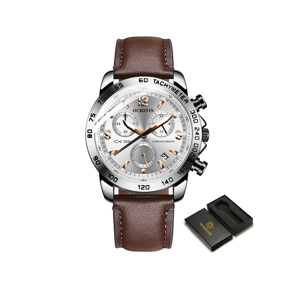 Top Pilot Stylish Men's Wristwatch Business Quartz Watch For Men Leather Waterproof Watch-image-OPC-PBT9M78-NEW