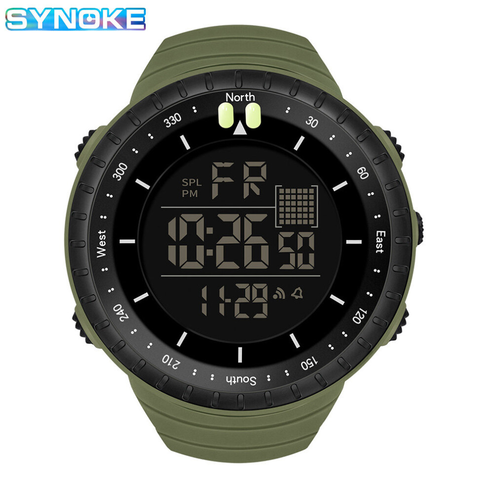 Upgrade Sport Fitness Watch for Men - Digital 50M Waterproof Wristwatch with Alarm Clock (Black, Green)