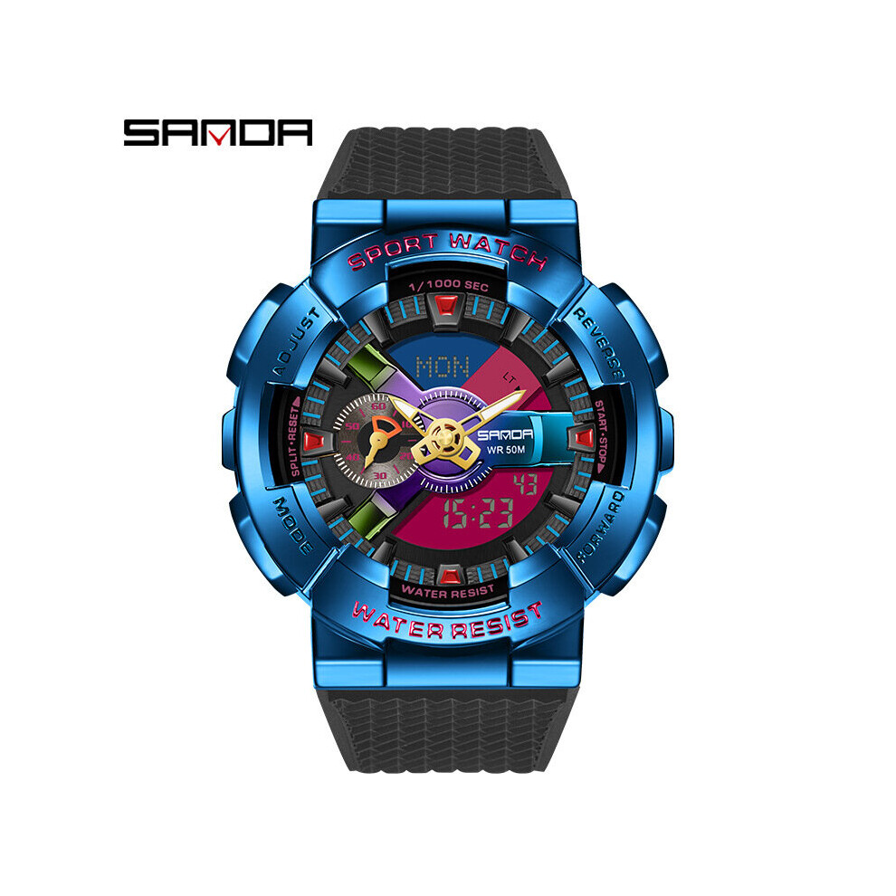 Digital Watch Creative Men's Dual-display Synchronous Movement Electronic Watch Military Sport Chronograph Clock-image-OPC-PBT9TPZ-NEW