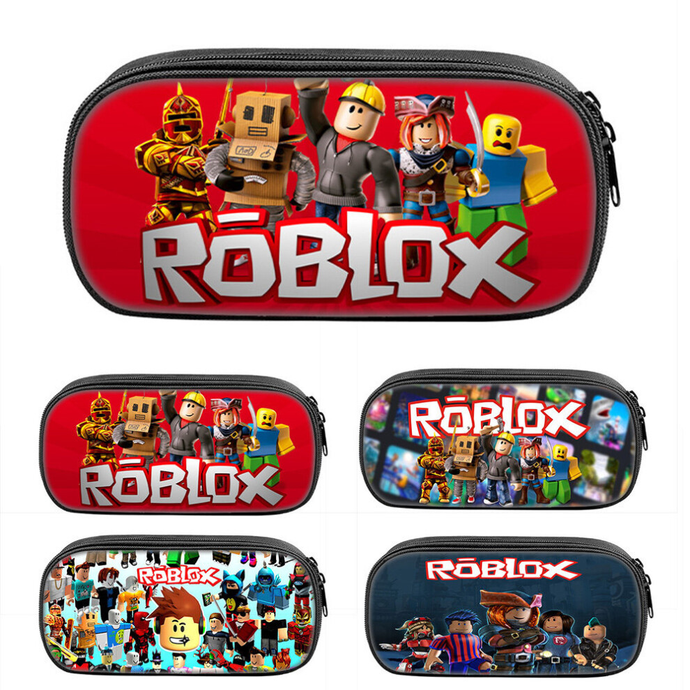 (B) Roblox Game Large Capacity Pencil Case Handheld Pen Bag Storage Pouch for School Student Kids Girls Boys