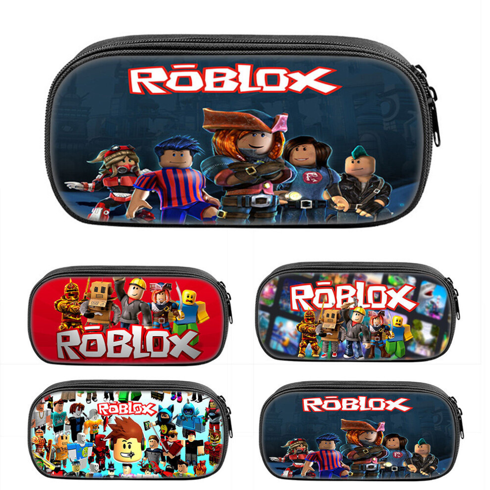 (D) Roblox Game Large Capacity Pencil Case Handheld Pen Bag Storage Pouch for School Student Kids Girls Boys