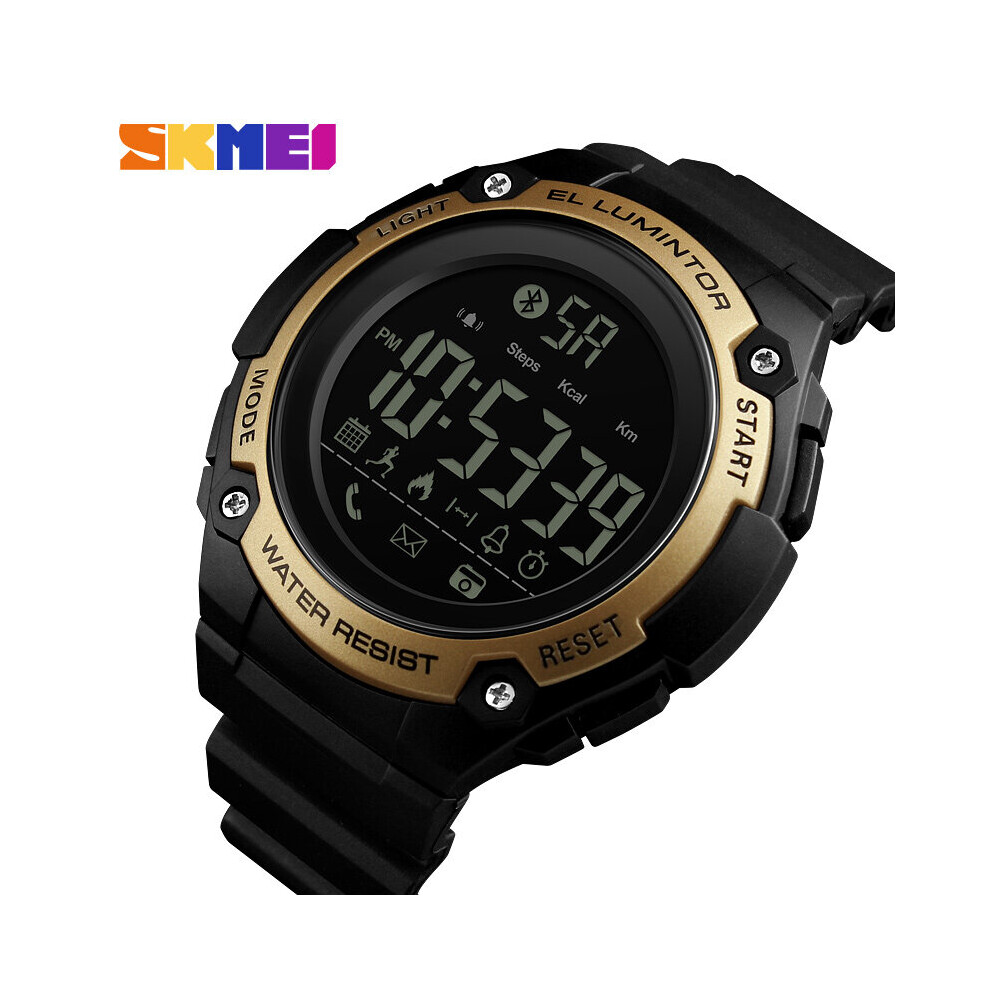 Men's Gold Smart Sports Watches Bluetooth Calorie Pedometer Remote Camera Waterproof Watch Smartwatch Relogio Masculino