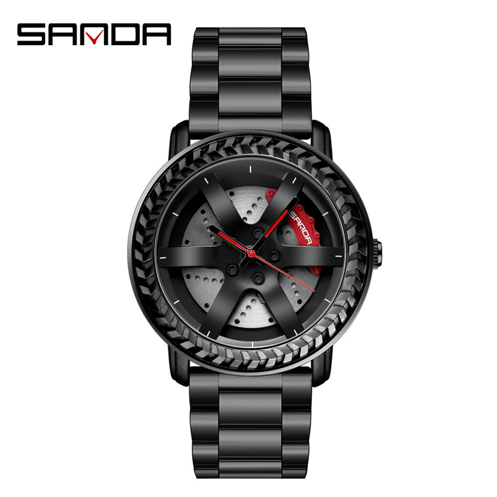 Sell Men Quartz WristWatch 3D Print Car Rim Sports Wheel Watch Mesh Strap Waterproof Creative Male Watches-image-OPC-PBT9ZCQ-NEW
