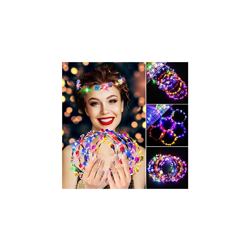LED Light Up Flower Floral Hairband Garland Headband Crown Bride Wedding