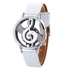 Lady Womans Wrist Watches Casual Engraving Hollow Stylish Musical Note Painted Leather Bracelet Lady Bracelet Watches