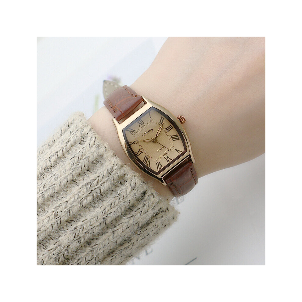 Retro Brown Women Watches Qualities Small Ladies Wristwatches Vintage Leather Bracelet Watch Female Watch-image-OPC-PBTB28H-NEW