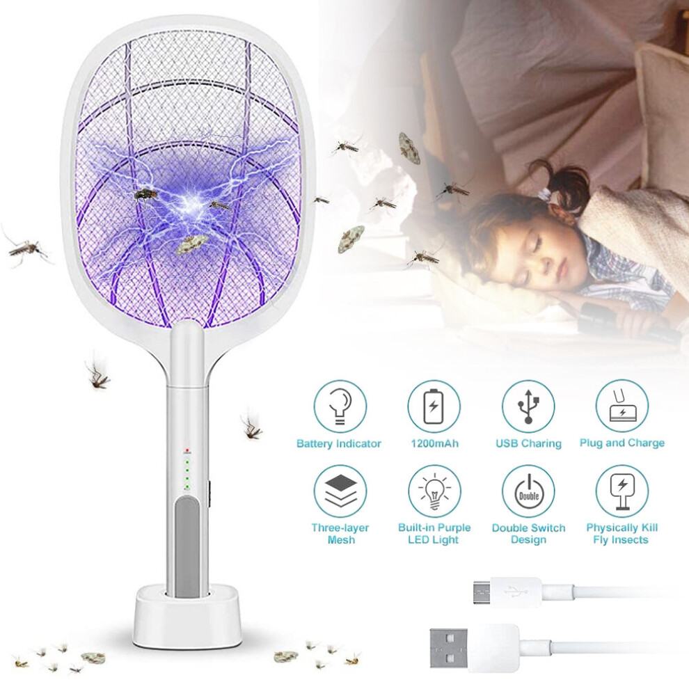 Electric Fly Killer Bug Zapper Racket Mosquito Pest Swatter Wasp Trap