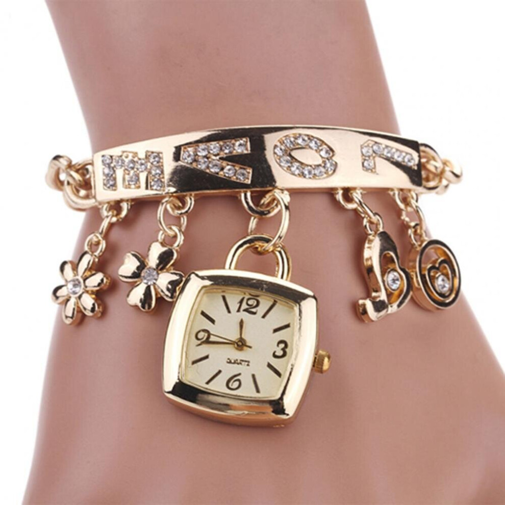 Casual Stainless Steel Watch Bracelet Watch Flower Women Bracelet Watch Women Heart Love Style Rhinestone Bracelet Women-image-OPC-PBTB2DZ-NEW